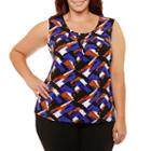 Black Label By Evan-picone Sleeveless Scoop Neck Jersey Blouse-plus