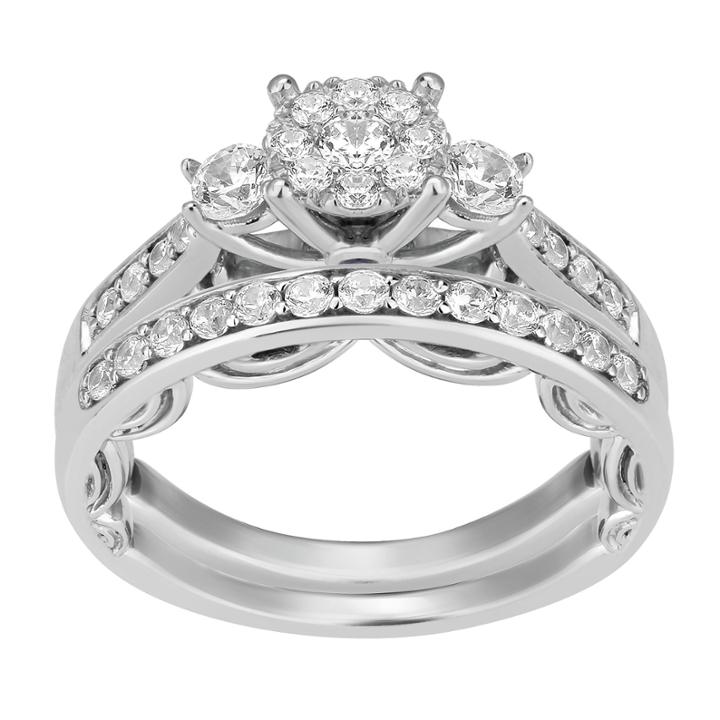Enchanted Fine Jewelry By Disney Enchanted By Disney Womens 3/4 Ct. T.w. Genuine Round White Diamond 14k Gold Engagement Ring