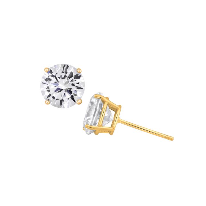 Diamonart 6 Ct.t.w. Round White Cubic Zirconia 18k Gold Over Silver Stud Earrings