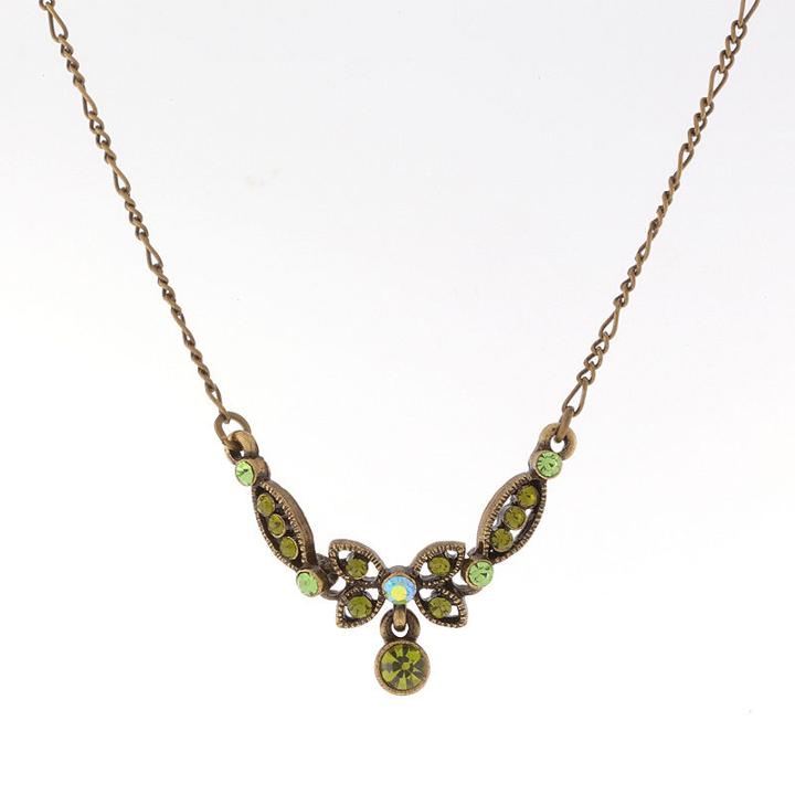 1928 Vintage Inspirations Womens Green Brass Collar Necklace