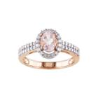 Oval Genuine Morganite And Diamond 10k Rose Gold Ring