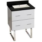 23.75-in. W Floor Mount White Vanity Set For 3h4-in. Drilling Black Galaxy Top Biscuit Um Sink