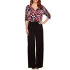 London Times Elbow-sleeve Print Top Jumpsuit - Petite