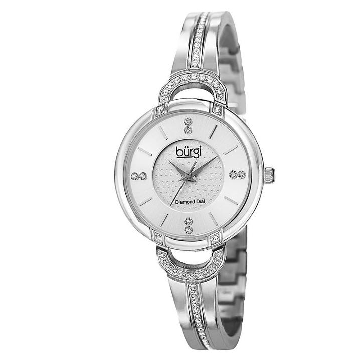 Burgi Womens Silver Tone Strap Watch-b-105ss