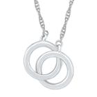 Womens 10k White Gold Round Pendant Necklace