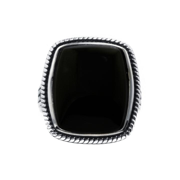 Genuine Black Onyx Sterling Silver Rectangular Ring