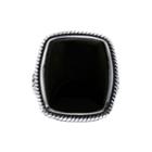 Genuine Black Onyx Sterling Silver Rectangular Ring