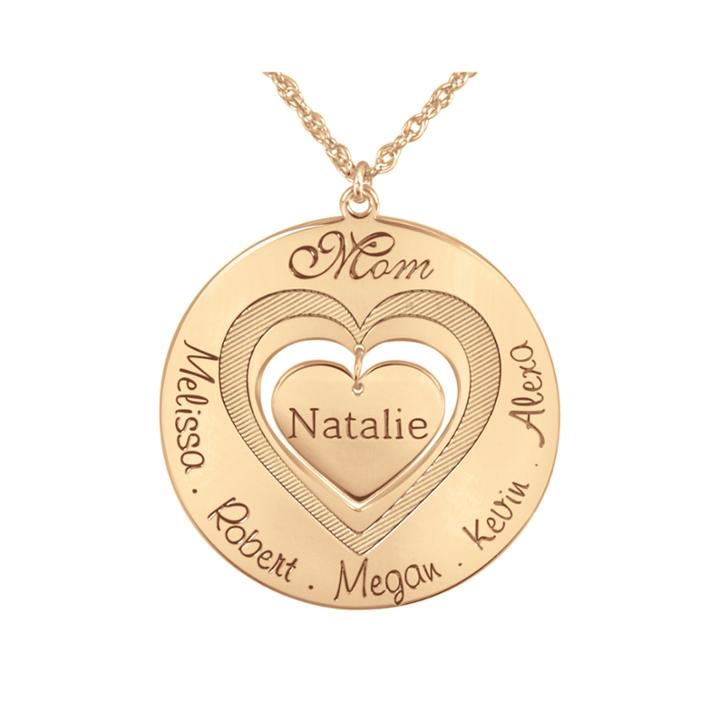 Personalized Mom With Child Names Around Heart Pendant Necklace