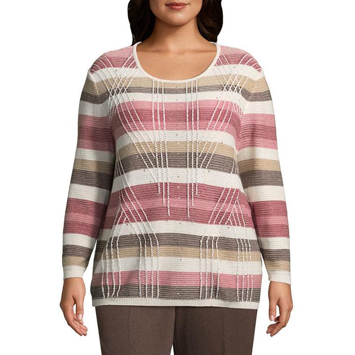 Alfred Dunner Sunset Canyon Texture Biadere Blouse - Plus