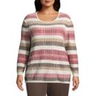 Alfred Dunner Sunset Canyon Texture Biadere Blouse - Plus