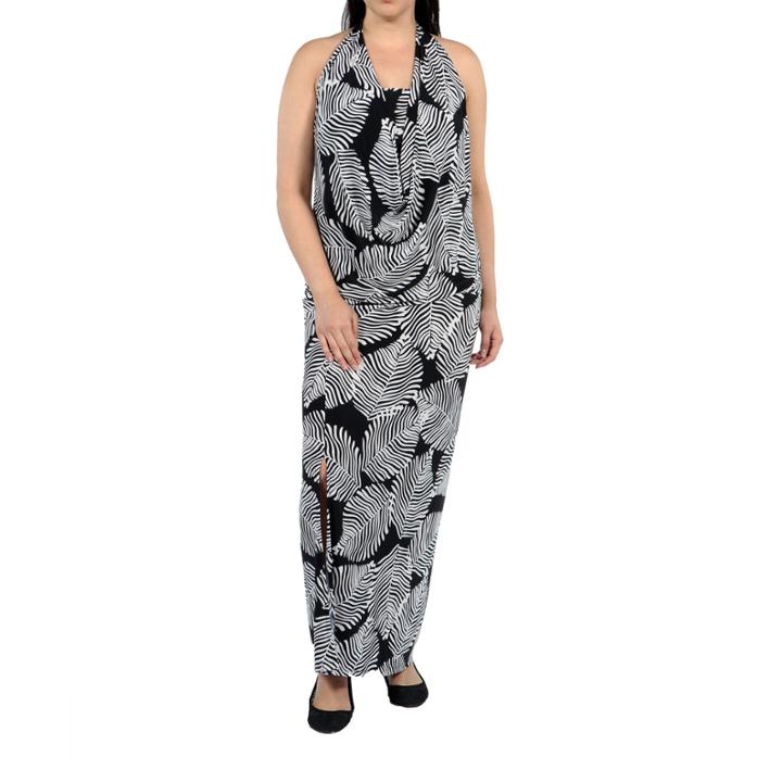 24/7 Comfort Apparel Pretty Palms Maxi Dress-plus
