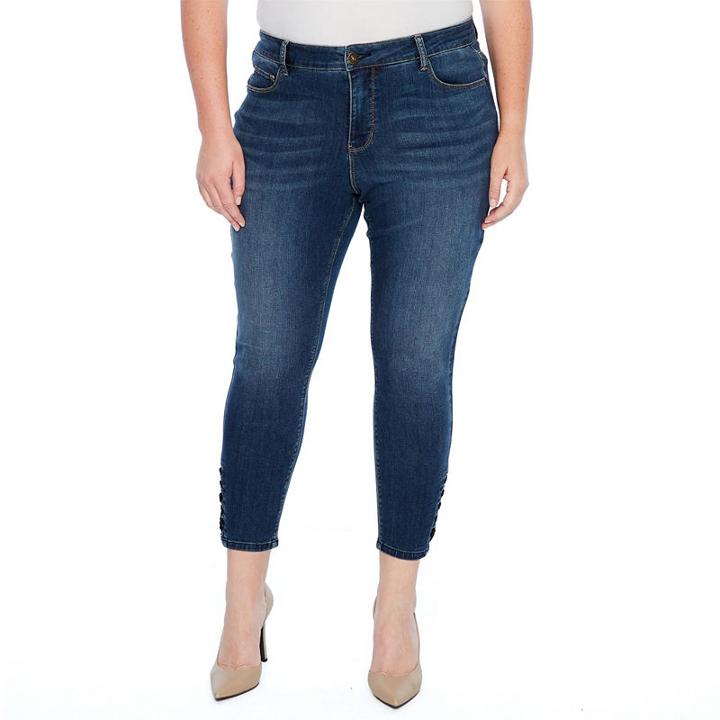 Star Stitch Lace Up Crop Jean - Plus