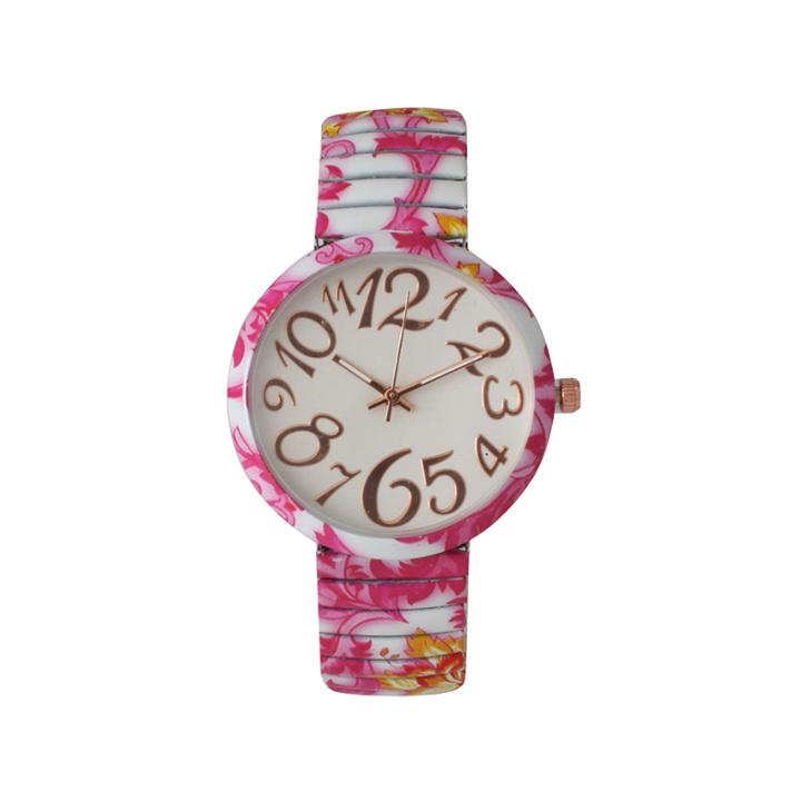 Olivia Pratt Womens Pink Yellow Floral Expansion Band Watch 25975pink Yellow