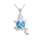 Journee Collection Genuine Opal & Cubic Zirconia Sterling Silver Frog Pendant Necklace