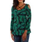 24/7 Comfort Apparel Abstract Printed Split Sleeve Tunic Top