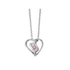 Survivor Collection Genuine Clear & Pink Swarovski Topaz Sterling Silver Heart Of Support N Necklace