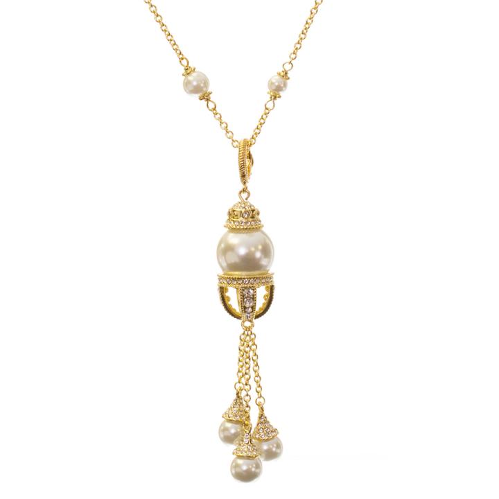 Telio! By Doris Panos Gold-tone Simulated Pearl Tassel Pendant Necklace