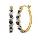 Sparkle Allure Genuine Sapphire Hoop Earrings