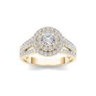 1 Ct. T.w. Diamond Halo 10k Yellow Gold Engagement Ring