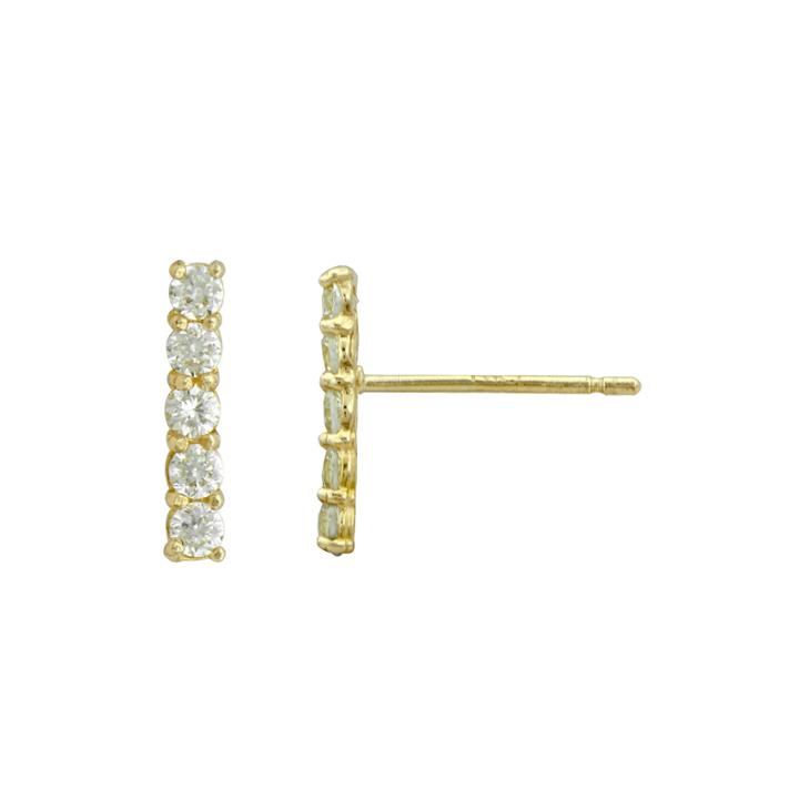 Petite Lux&trade; Cubic Zirconia 10k Yellow Gold Vertical Bar Drop Earrings