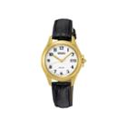 Seiko Womens Black Calfskin White Dial Bracelet Watch Sut254