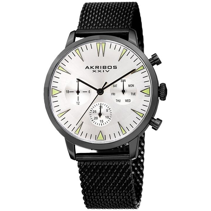 Akribos Xxiv Mens Black Strap Watch-a-1027bk