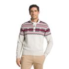 Izod Fairisle Button Mock Neck Long Sleeve Sweater