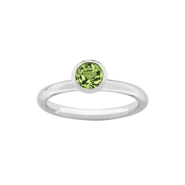 Personally Stackable August Green Crystal Sterling Silver High Profile Ring