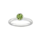 Personally Stackable August Green Crystal Sterling Silver High Profile Ring