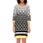 Studio 1 3/4-sleeve Geo Print Shift Dress