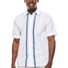 The Havanera Co. Short-sleeve Engineered Stripe Panel Shirt