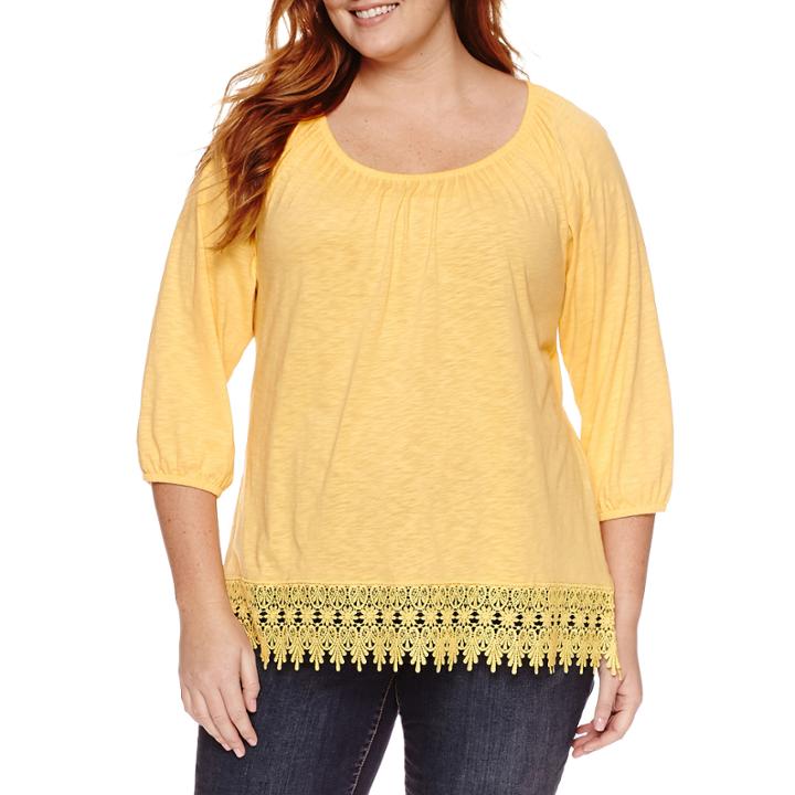 St. John's Bay 3/4 Sleeve Scoop Neck Blouse-plus