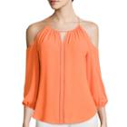 Worthington Long-sleeve Cold-shoulder Blouse - Tall