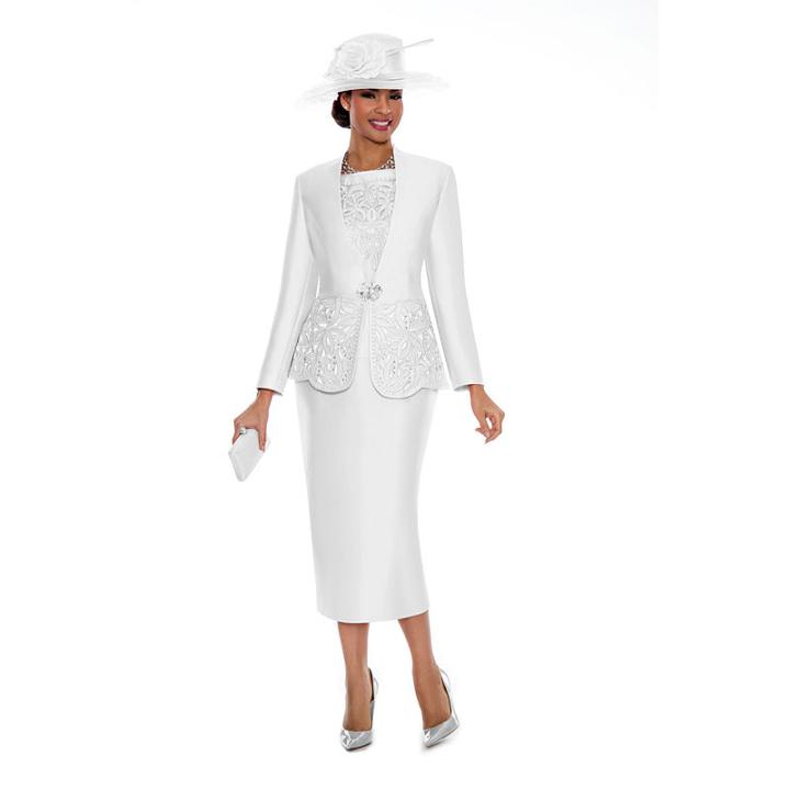 Giovanna Collection Women's Cut-out Detail Embellished 3-piece Skirt Suit- Plus