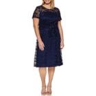 Perceptions Short Sleeve Lace Fit & Flare Dress-plus