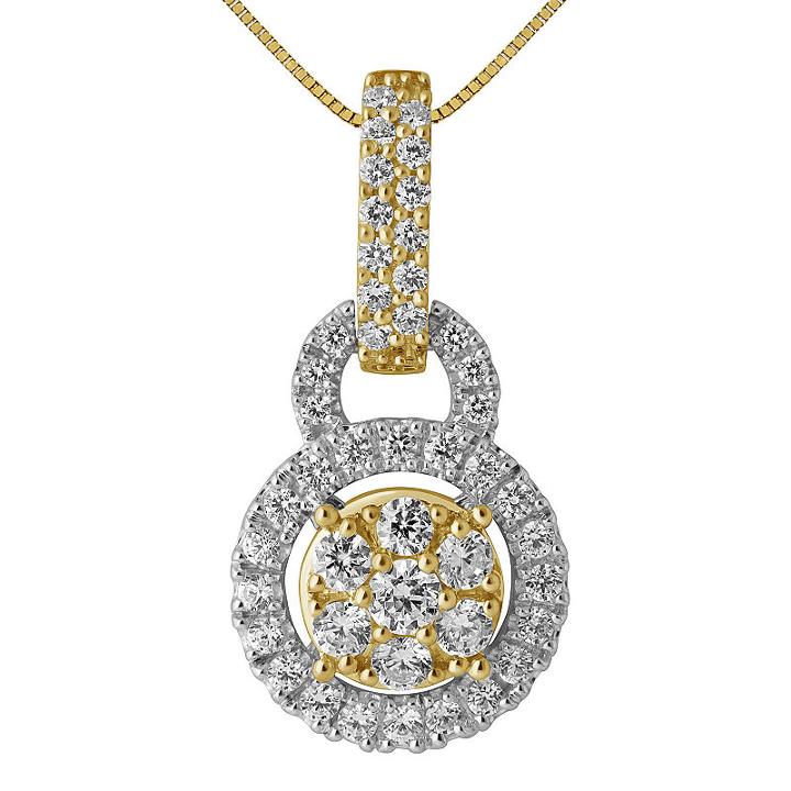 Diamond Blossom Womens 1 Ct. T.w. Genuine White Diamond 14k Gold Pendant Necklace