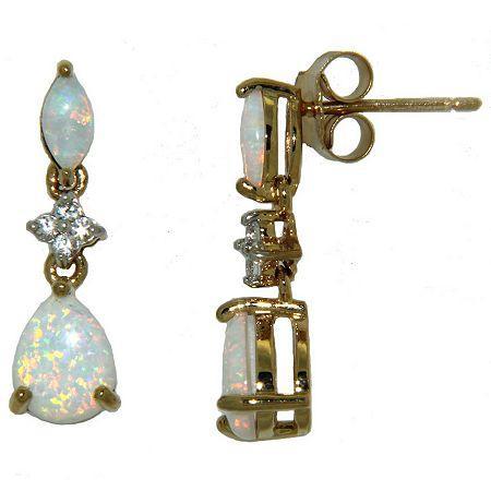 14k Gold-plated Sterling Opal Drop Earrings