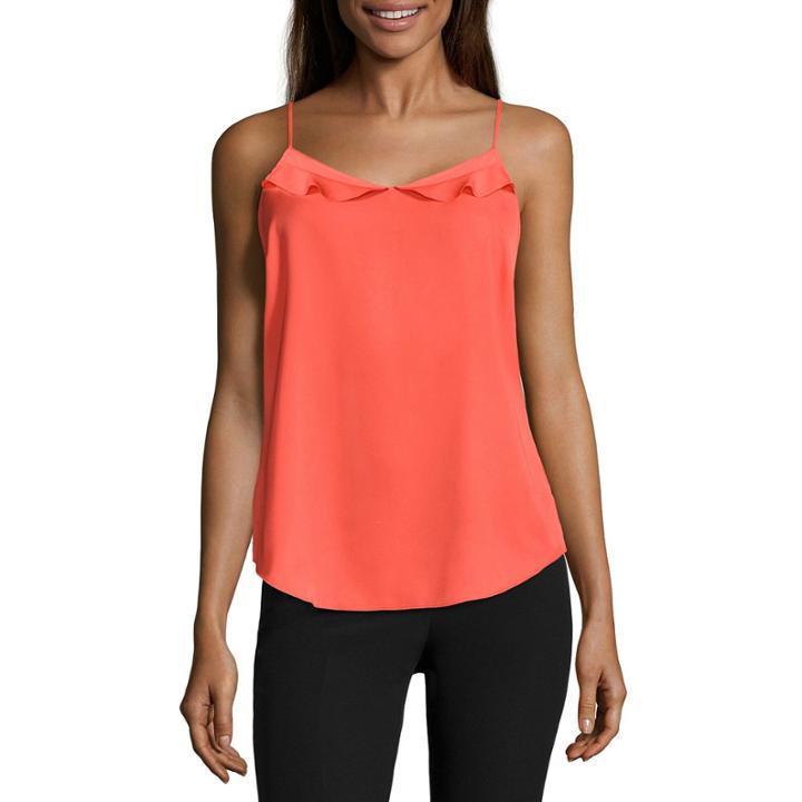 Worthington Sleeveless V Neck Chiffon Blouse