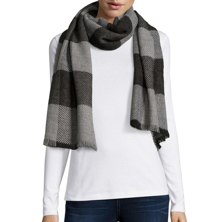 V. Fraas Box Check Oversized Scarf