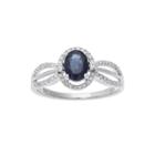 Genuine Sapphire And 1/5 Ct. T.w. Diamond 10k White Gold Oval Ring