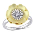 Laura Asley Womens Diamond Accent Genuine Diamond White Sterling Silver Flower Cocktail Ring