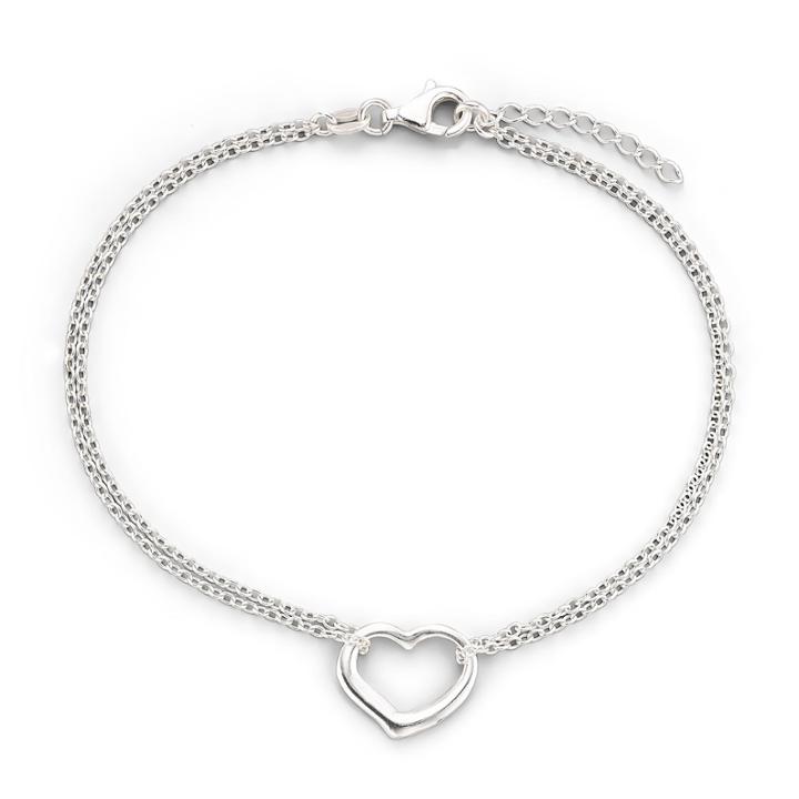Made In Italy Stering Silver 10 Heart Station Ankle Bracelet