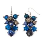 Aris By Treska Baltimore Blue Bead Shaky Cluster Earrings