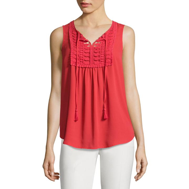 Worthington Sleeveless Black Lace Blouse