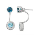 Genuine London Blue Topaz & Lab-created White Sapphire Sterling Silver Front-back Earrings