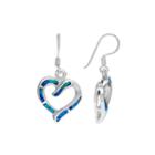 Lab-created Opal Sterling Silver Heart Earrings