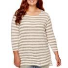 Arizona Long-sleeve High-low Striped Tunic - Plus
