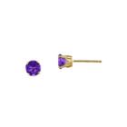 5mm Genuine Purple Amethyst 14k Yellow Gold Stud Earrings