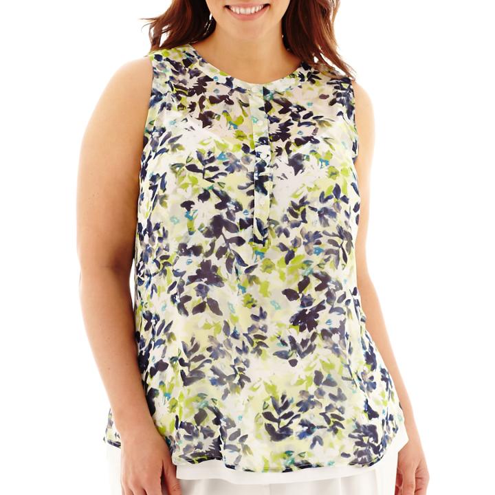 Liz Claiborne Print Tank Top - Plus