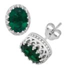Lab Created Green Emerald 10mm Stud Earrings